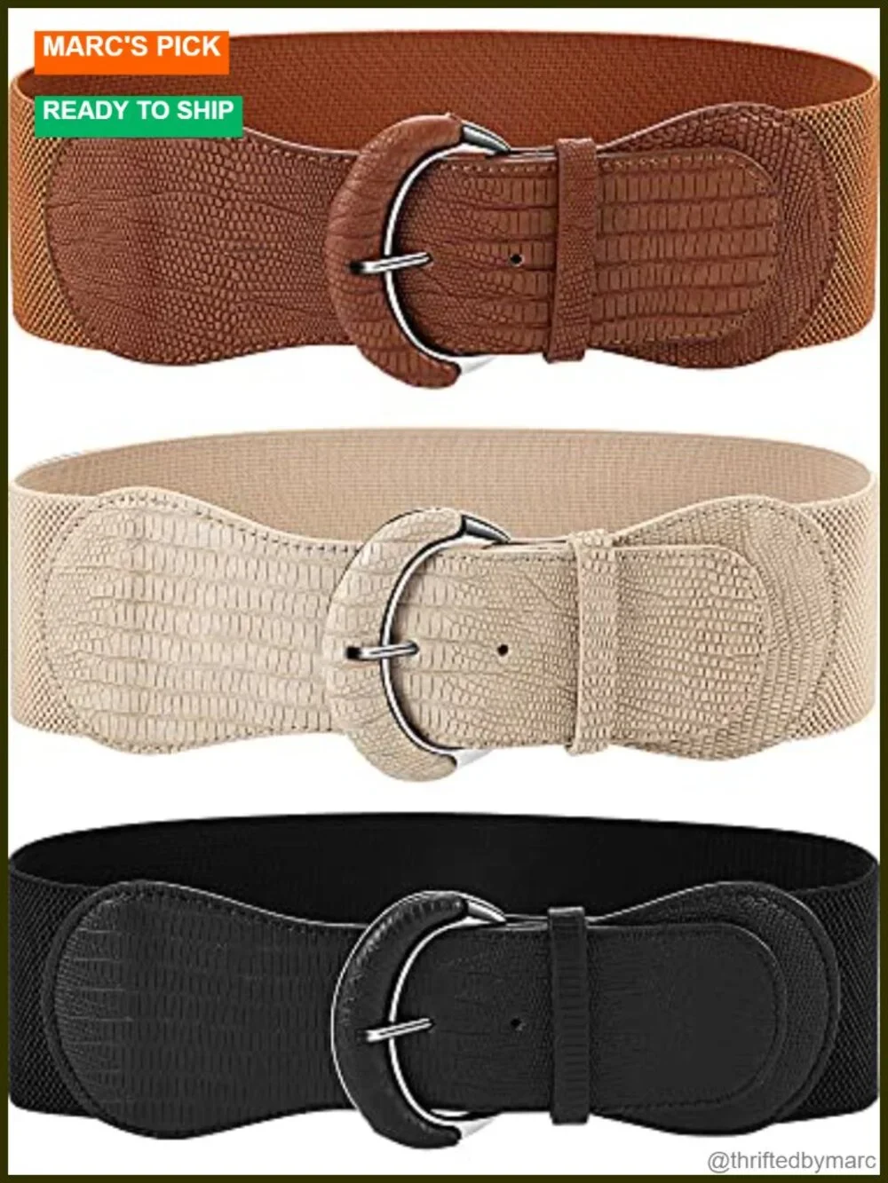 3 Piece Wide Elastic Belt for Dress Stretchy Cinch Leather Waist Belt